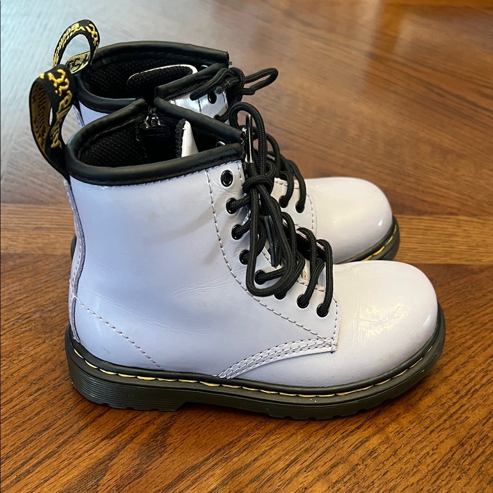 Light Lilac Purple Lace-Up Dr. Martens Boots with Black Details